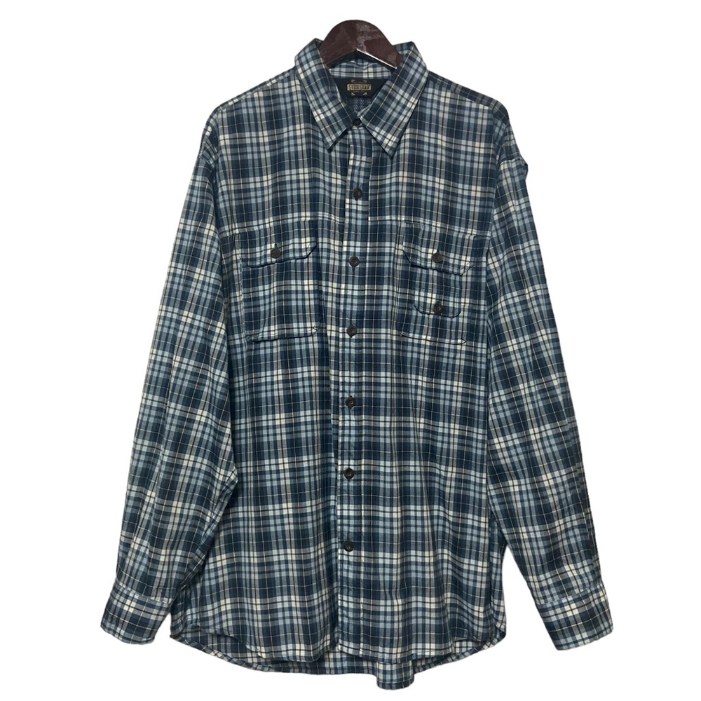 Guide Gear Vented Plaid Fishing Long Sleeve Shirt Blue